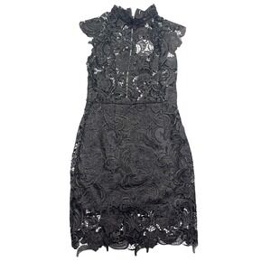 Xenia Boutique Lace Cocktail Dress Party Bodycon Black Mini Dress Size 6 Goth